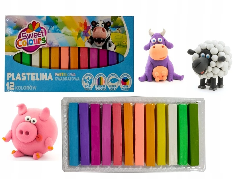 Bez Marki Plastelinos rinkinys vaikams, 12 pastelinių spalvų, minkšta