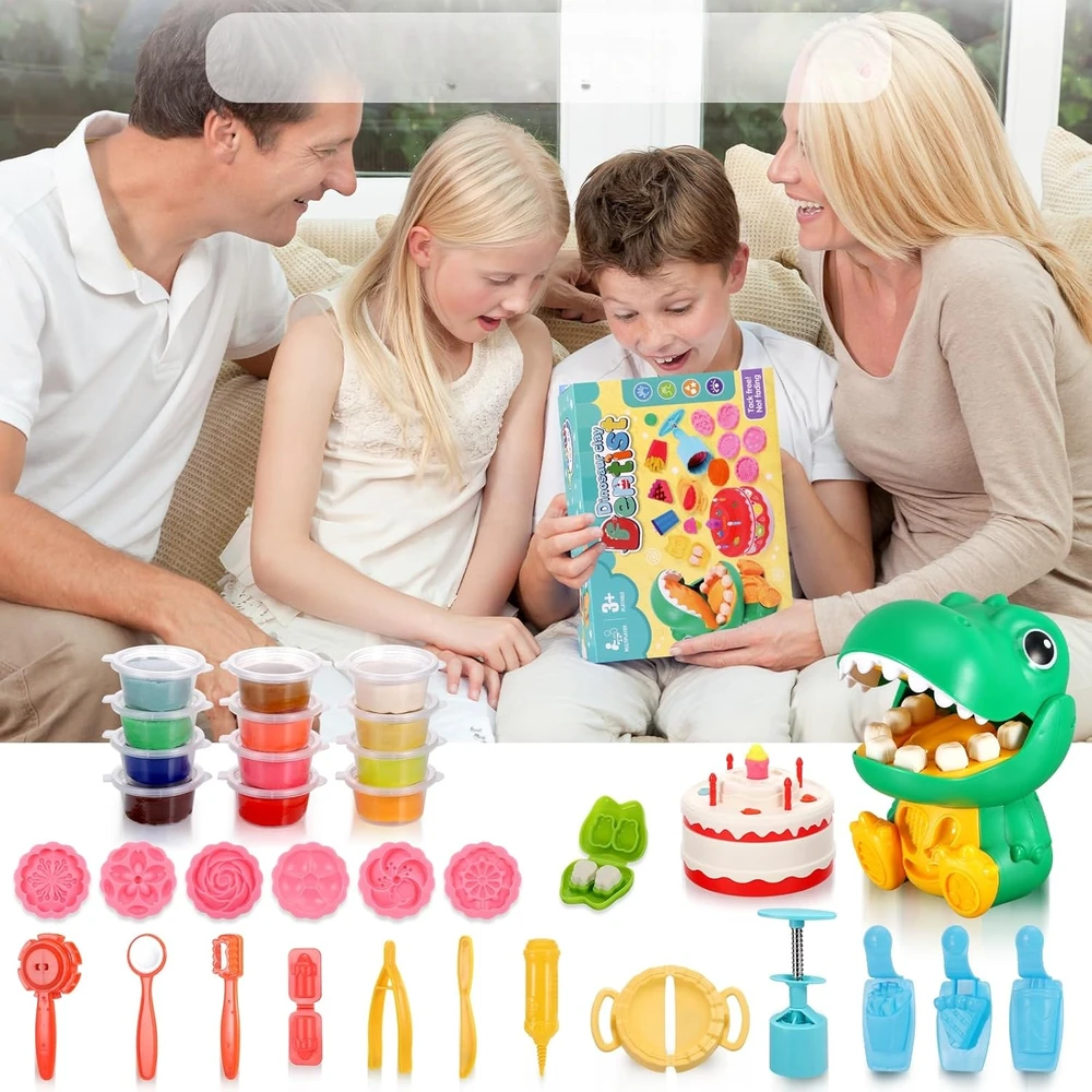 Bez Marki Plastilino plastilino rinkinys odontologas 12 skardinių įrankiai vaikams 3