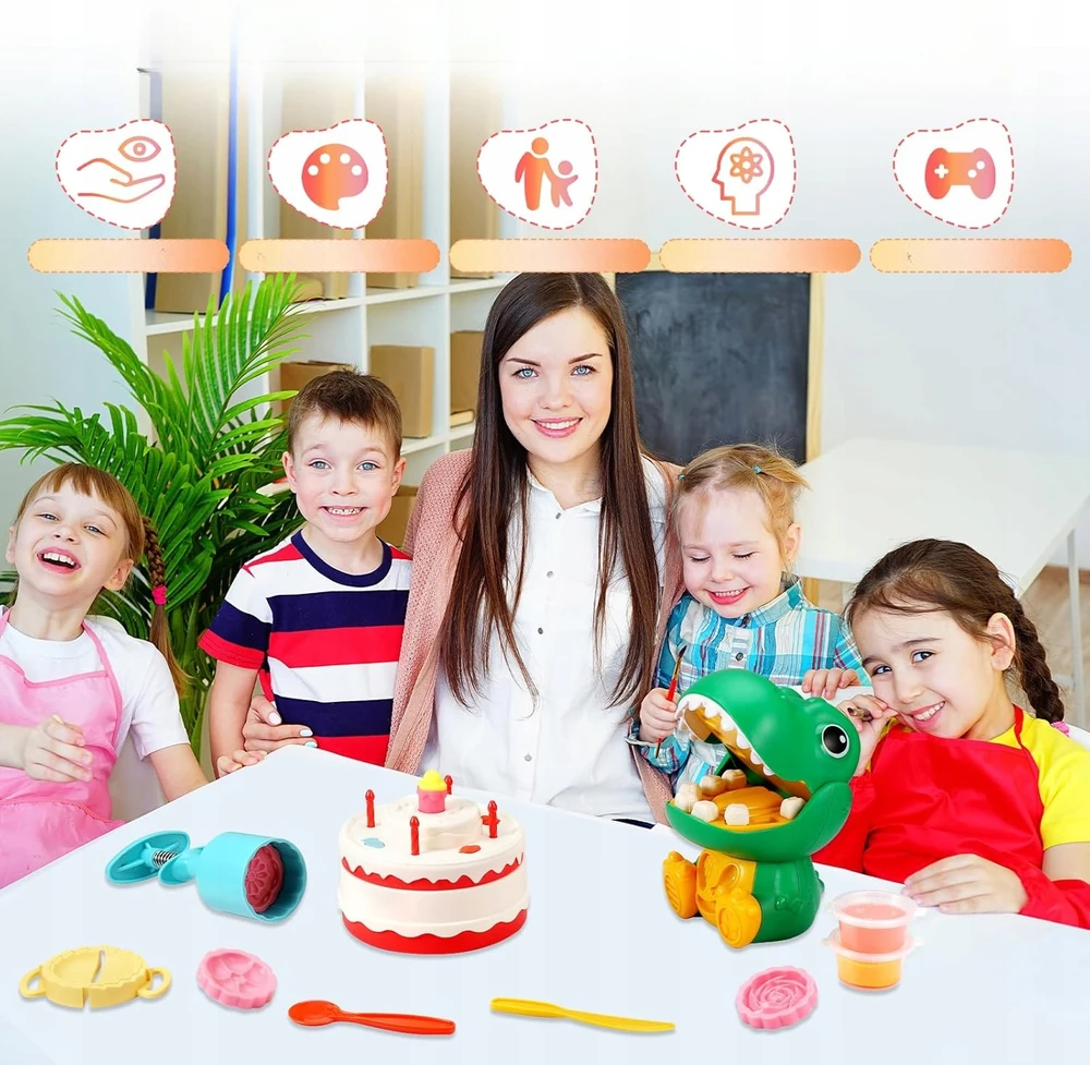 Bez Marki Plastilino plastilino rinkinys odontologas 12 skardinių įrankiai vaikams 3