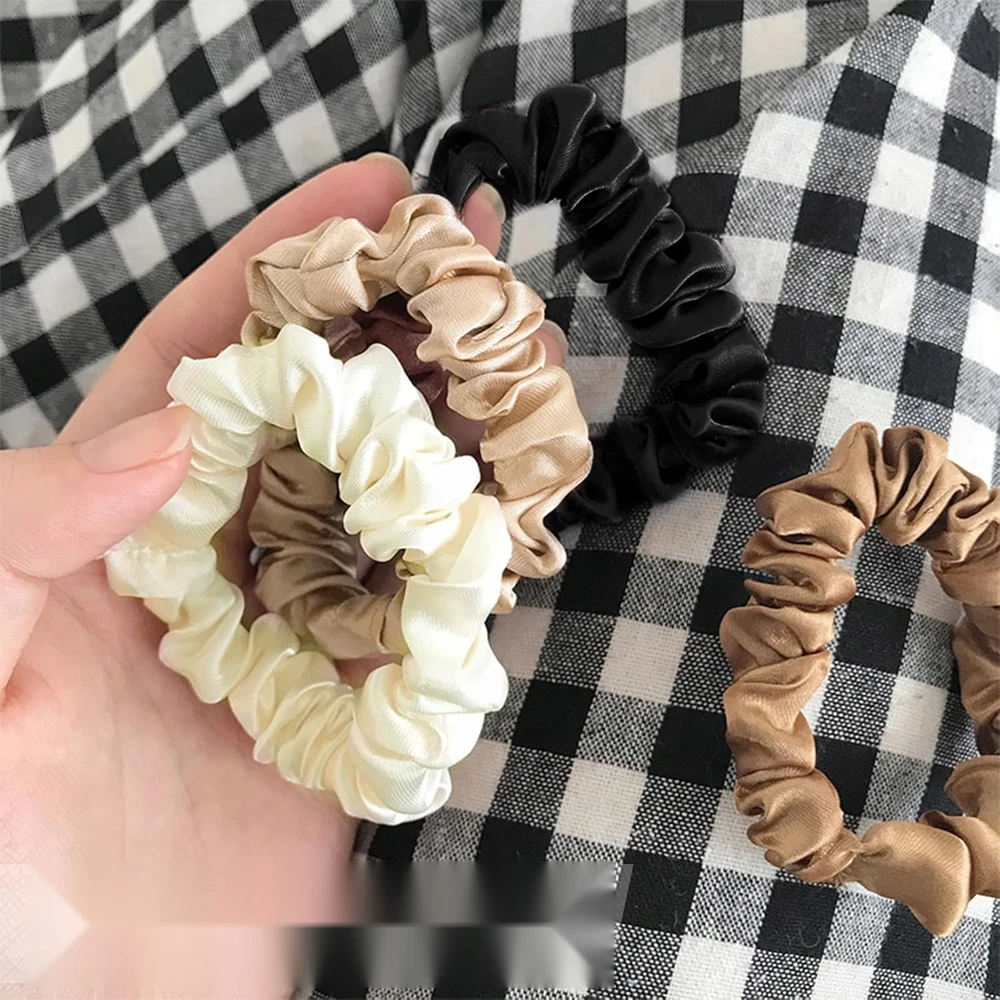Bez Marki PLAUKŲ KARAŠTIS 4 VIENETĖS SATINO MINKŠTAS ELASTINGAS PONIŲ AKSESUARAI