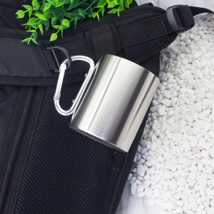 Bez Marki PLIENINIS TURISTINIS PUODULIS SU KEMPINGO KARABINE 280ML