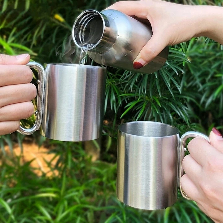 Bez Marki PLIENINIS TURISTINIS PUODULIS SU KEMPINGO KARABINE 280ML