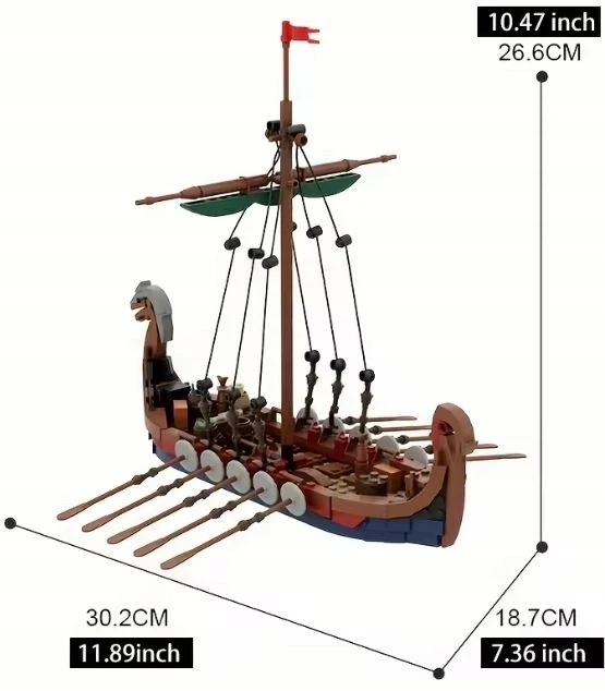 Bez Marki Plytos, suderinamos su L3GO Viking Ship Pirate Knights 463 elementais