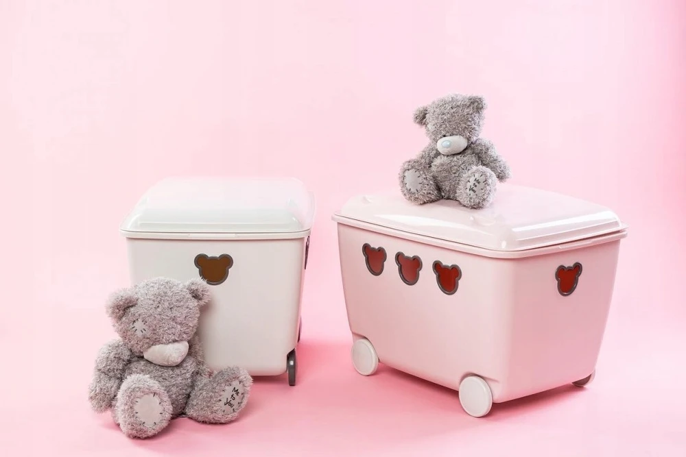 Bez Marki Pojemnik na zabawki pudło Bear 55L rožinė - komplet 2 vnt.