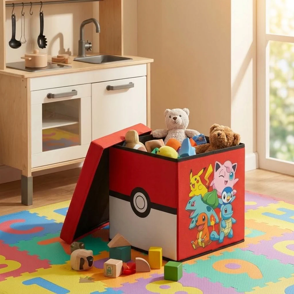 Cozy Noxxiez Bez Marki Pojemnik na Žaislai Krepšys Noxxiez Pokémon Pufa Siedzisko Kostka 30 cm