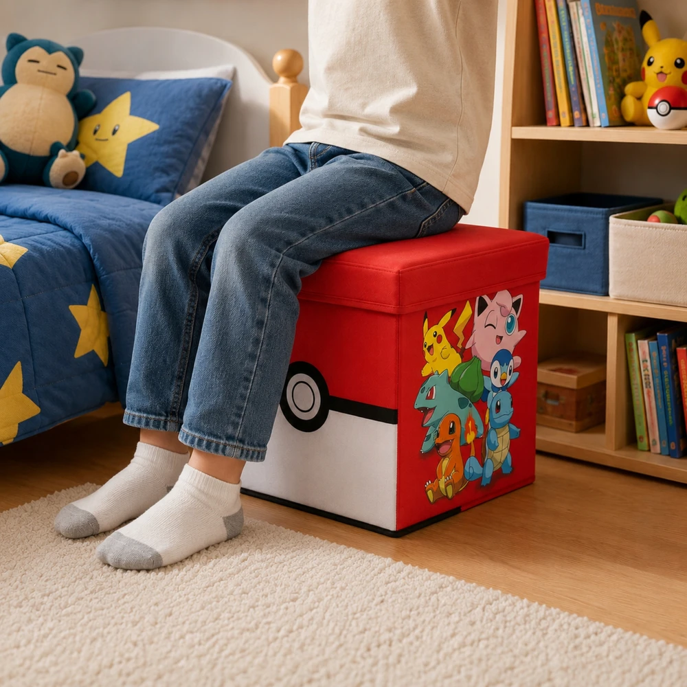 Cozy Noxxiez Bez Marki Pojemnik na Žaislai Krepšys Noxxiez Pokémon Pufa Siedzisko Kostka 30 cm