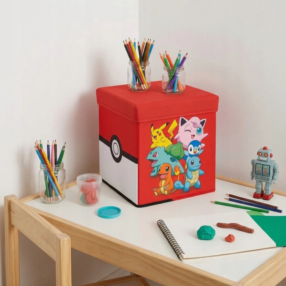 Cozy Noxxiez Bez Marki Pojemnik na Žaislai Krepšys Noxxiez Pokémon Pufa Siedzisko Kostka 30 cm