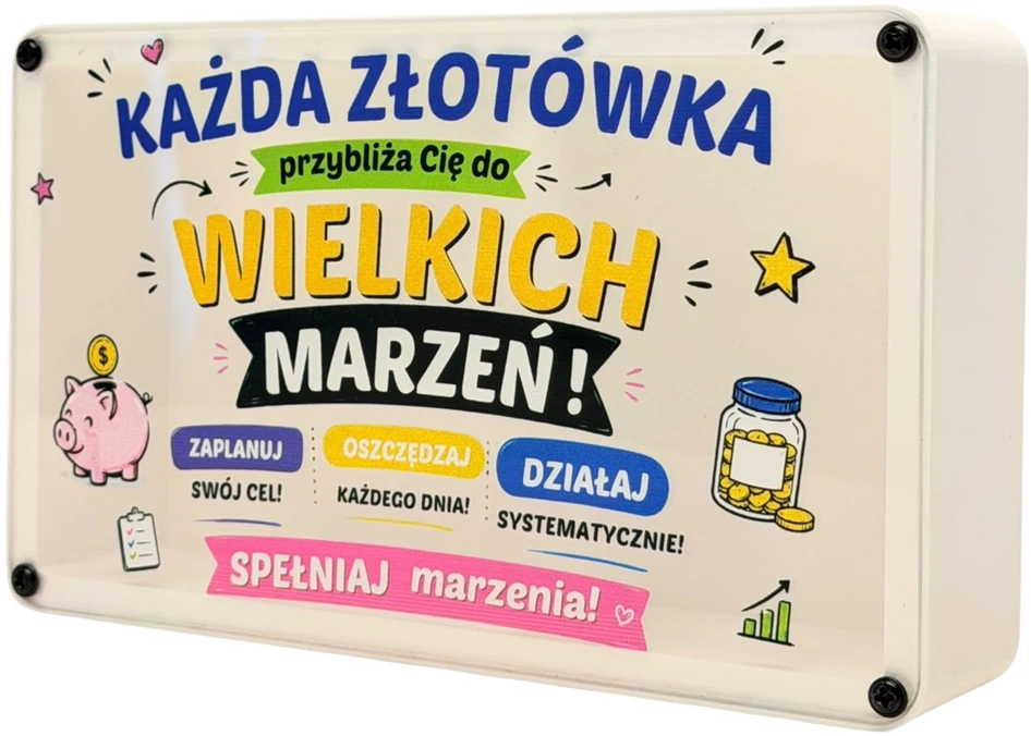 Bez Marki PREZENT Skarbonka su nadrukiem duża OSZCZĘDZANIE Każda Złotówka