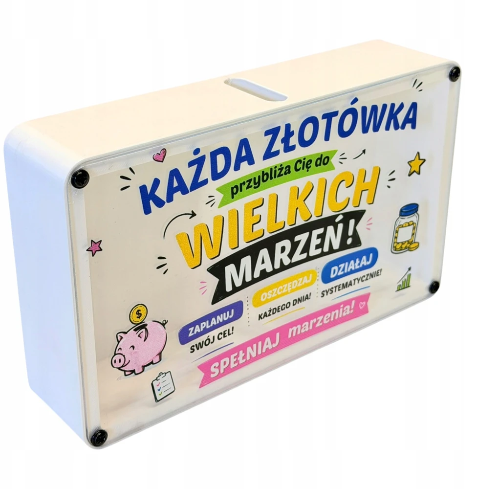 Bez Marki PREZENT Skarbonka su nadrukiem duża OSZCZĘDZANIE Każda Złotówka