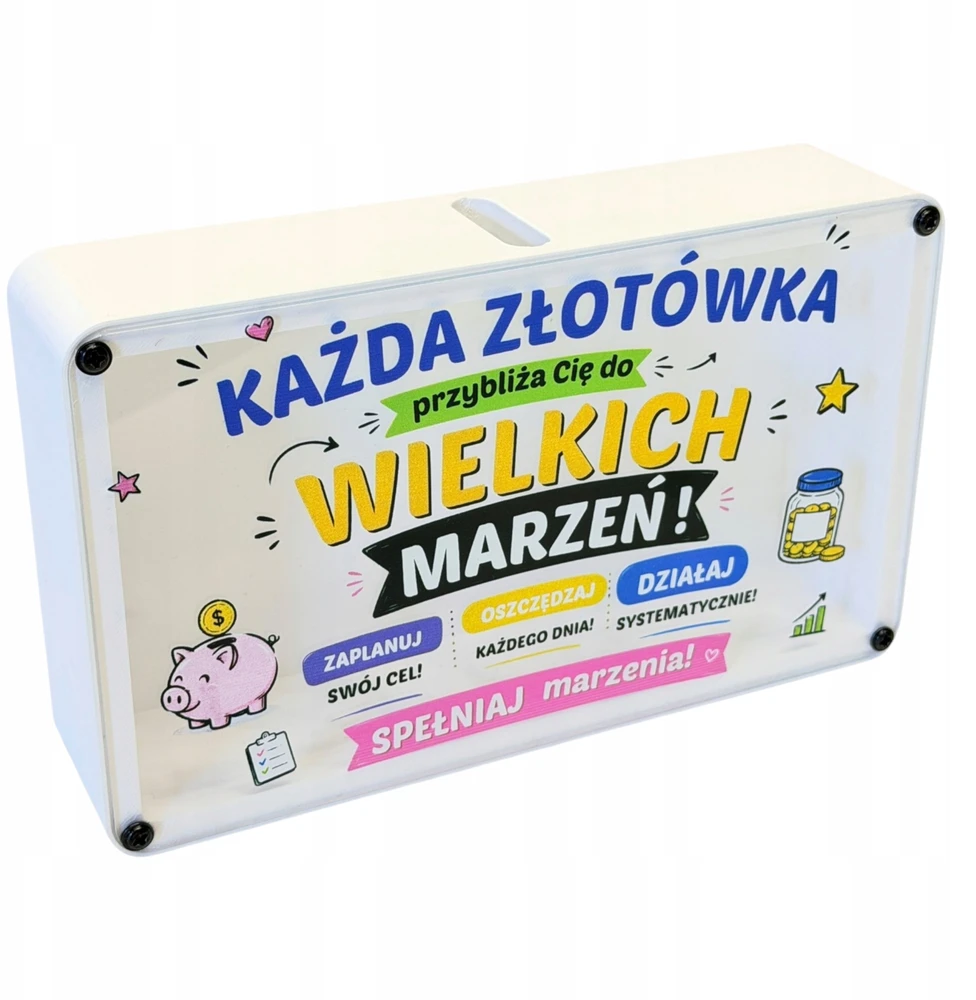 Bez Marki PREZENT Skarbonka su nadrukiem duża OSZCZĘDZANIE Każda Złotówka