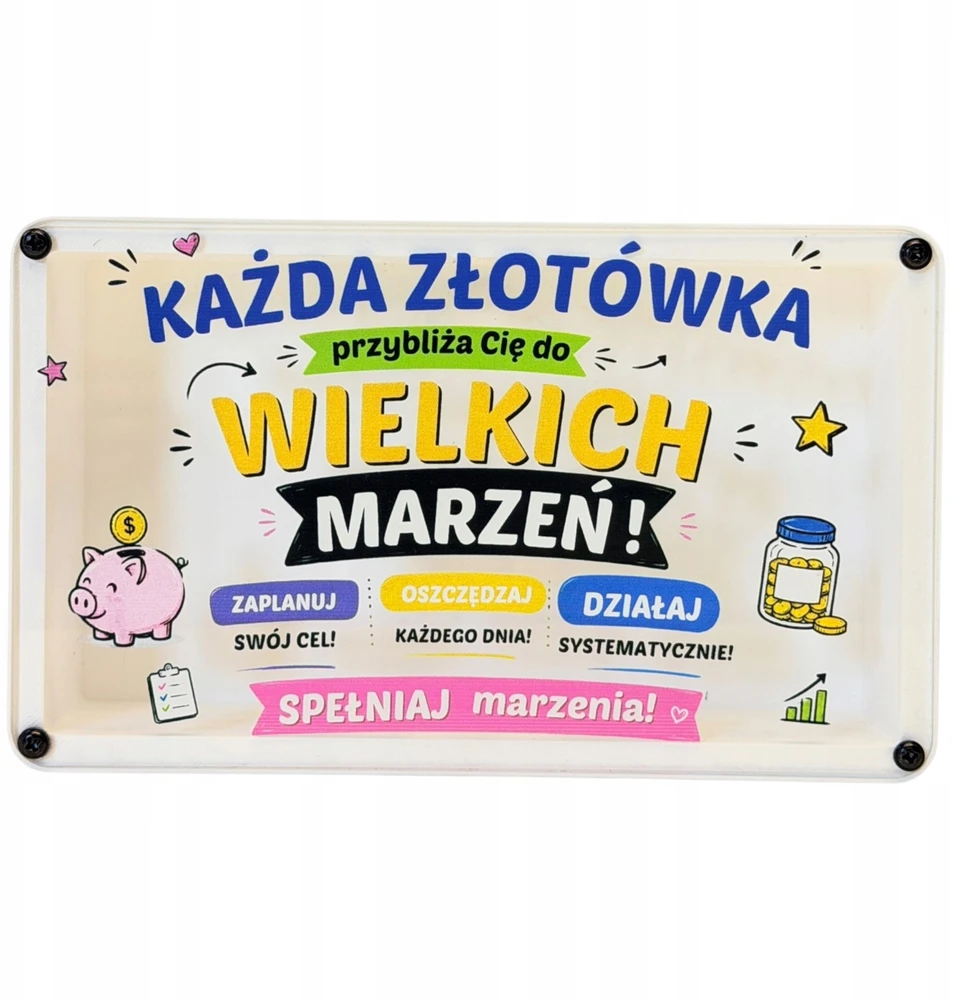 Bez Marki PREZENT Skarbonka su nadrukiem duża OSZCZĘDZANIE Każda Złotówka