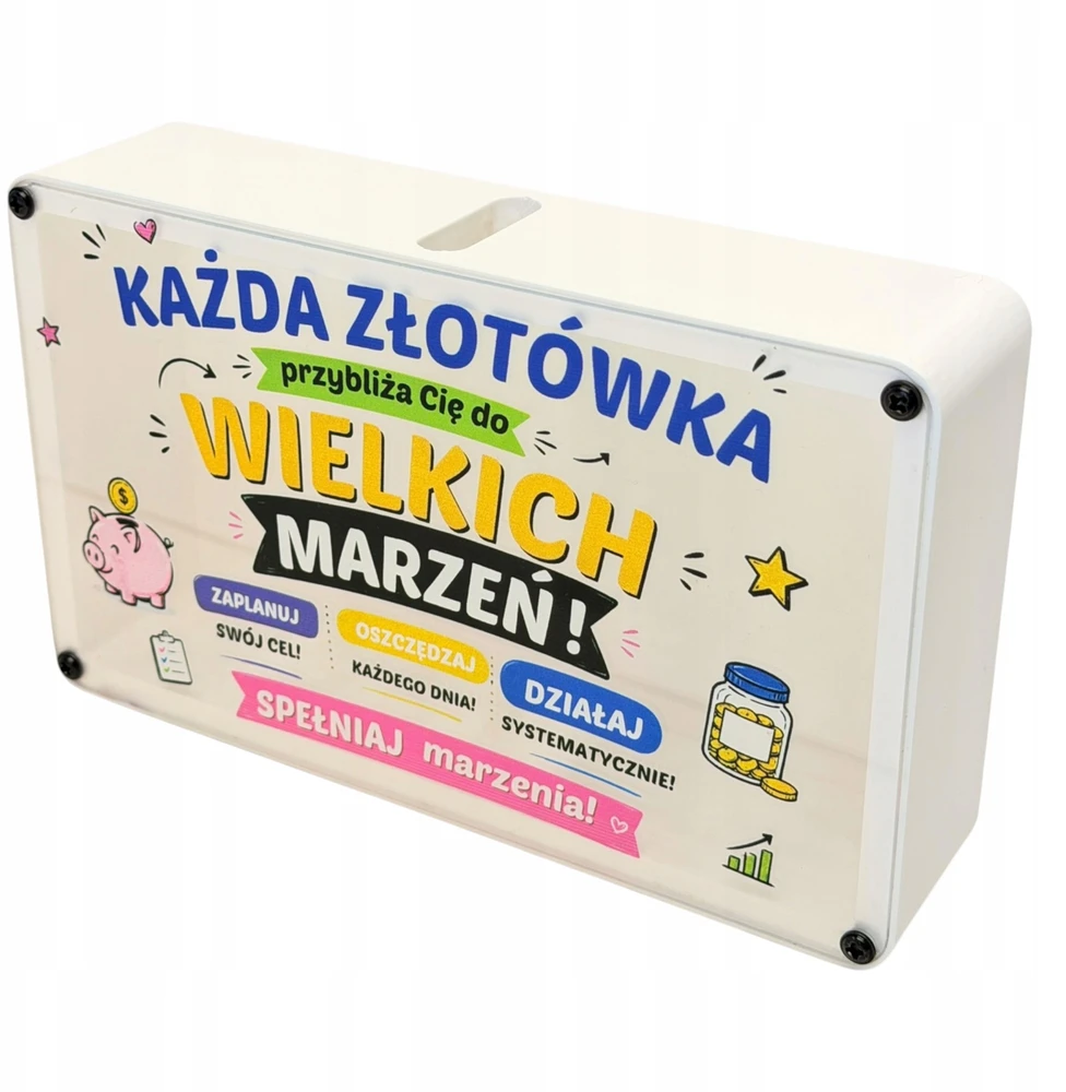 Bez Marki PREZENT Skarbonka su nadrukiem duża OSZCZĘDZANIE Każda Złotówka