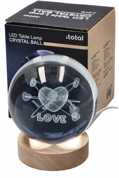 Bez Marki Prezent Szklana kula 6cm Lampka na biurko Z serduszkiem Podświetlenie LED