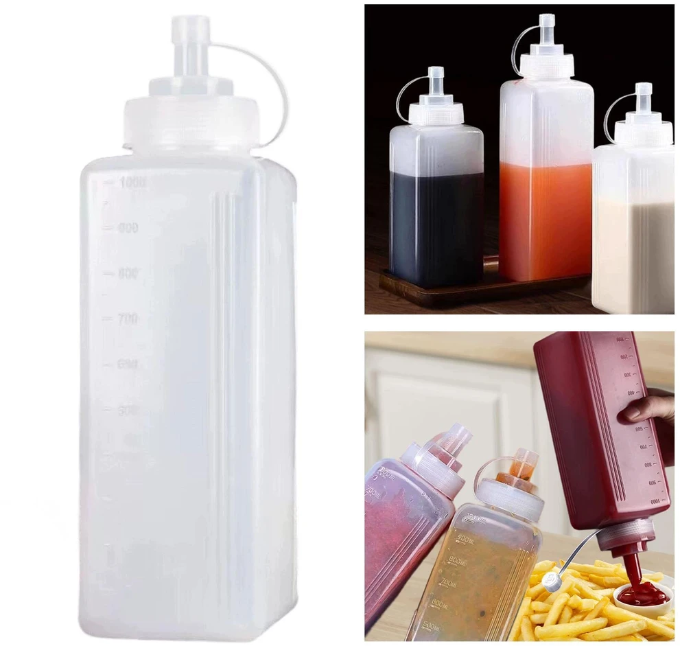 Bez Marki Prieskonių išspaudžiamas buteliukas, naudojamas namuose, plačiai atvertas, daugkartinio naudojimo, 1000 ml