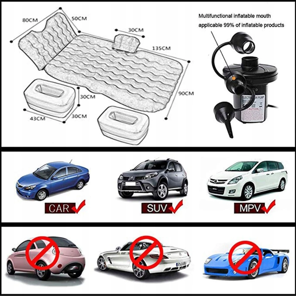 Bez Marki Pripučiamas automobilio čiužinys su pompa, juodas