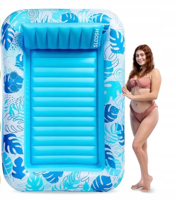 Bez Marki Pripučiamas baseinas deginimuisi 2in1 vandens čiužinys 175cm mėlyna pagalvėlė