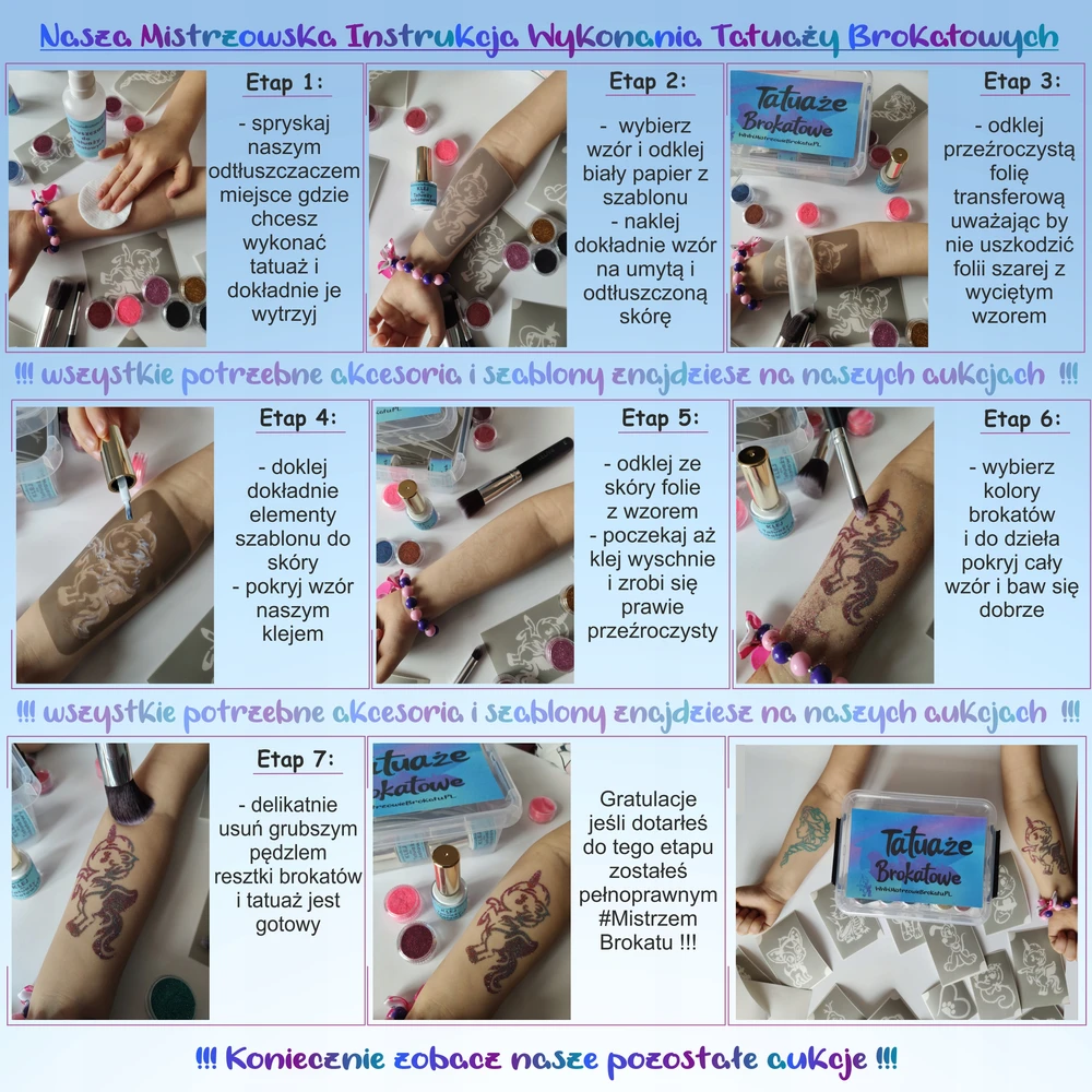 Bez Marki PROFESIONALIEJI GLITTER TATTUOS KLIJAI 14 DIENŲ