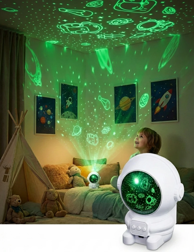Bez Marki Projektorius GWIAZD ASTRONAUTA ZMIENIAJĄCY KOLORY Naktinė lempa LED 360 USB