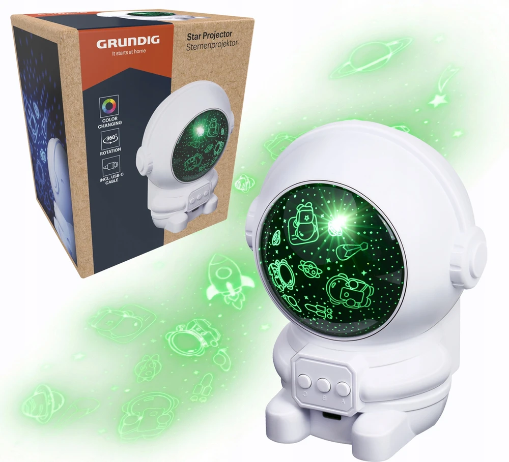 Bez Marki Projektorius GWIAZD ASTRONAUTA ZMIENIAJĄCY KOLORY Naktinė lempa LED 360 USB