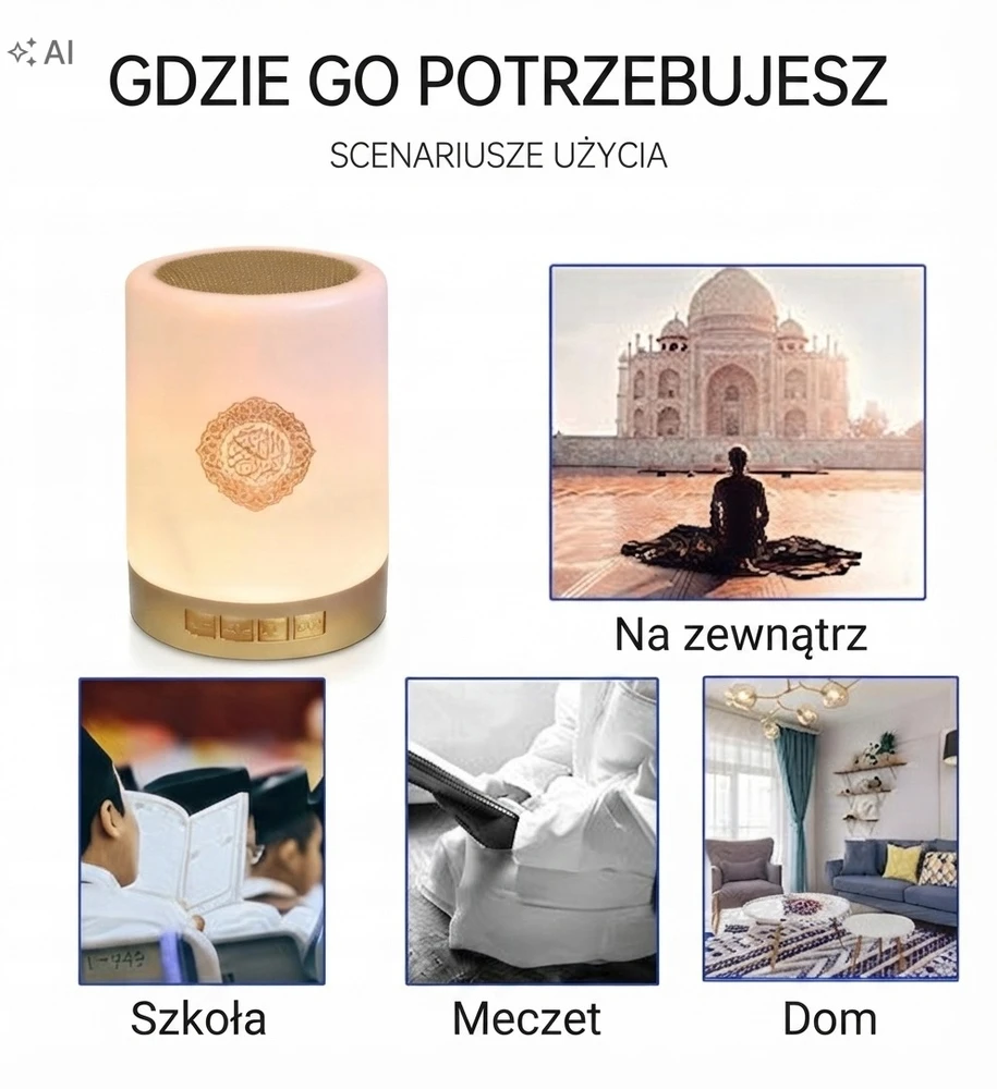 Bez Marki PRZENOŚNA BEZPRZEWODOWA BLUETOOTH LAMPKA Z GŁOŚNIKIEM SMARTTOUCH KOLOROWA