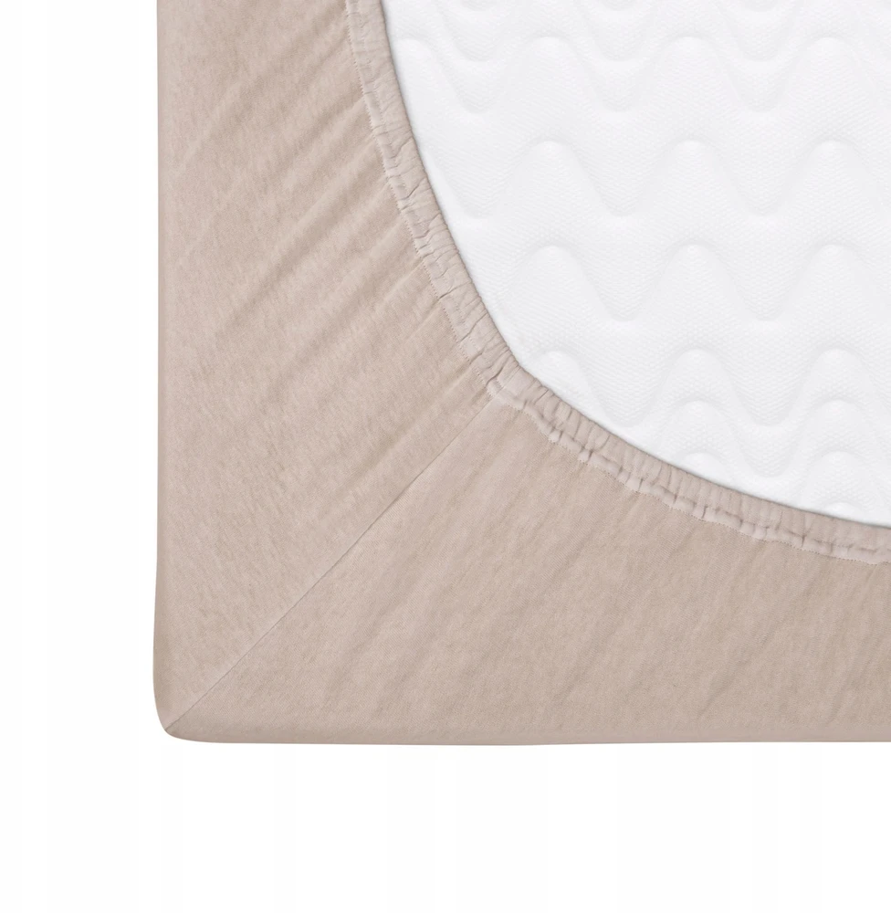 Bez Marki Prześcieradło jersey su gumką 160x200 smėlio sp. - beż na materac do 20 cm