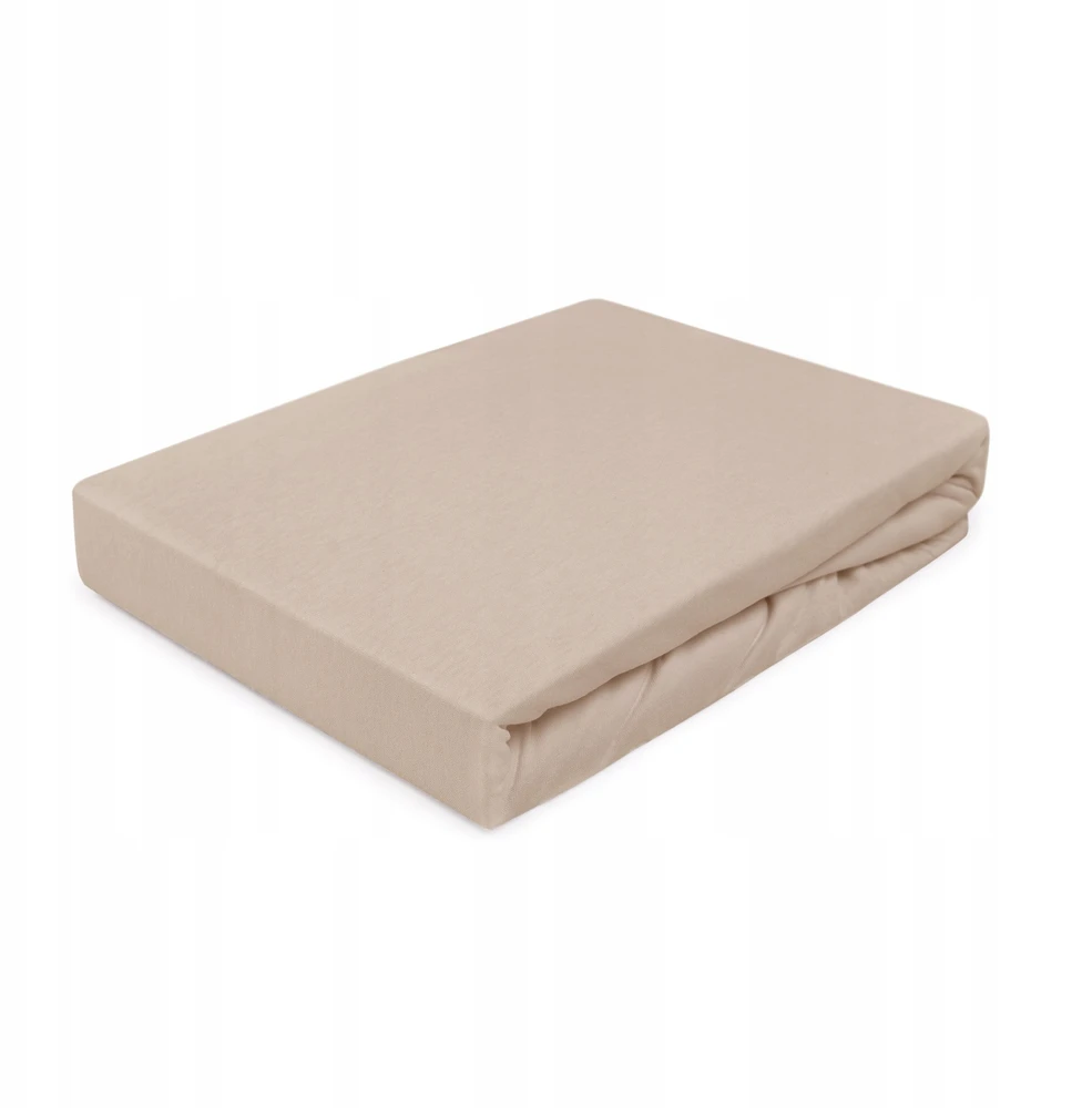 Bez Marki Prześcieradło jersey su gumką 160x200 smėlio sp. - beż na materac do 20 cm