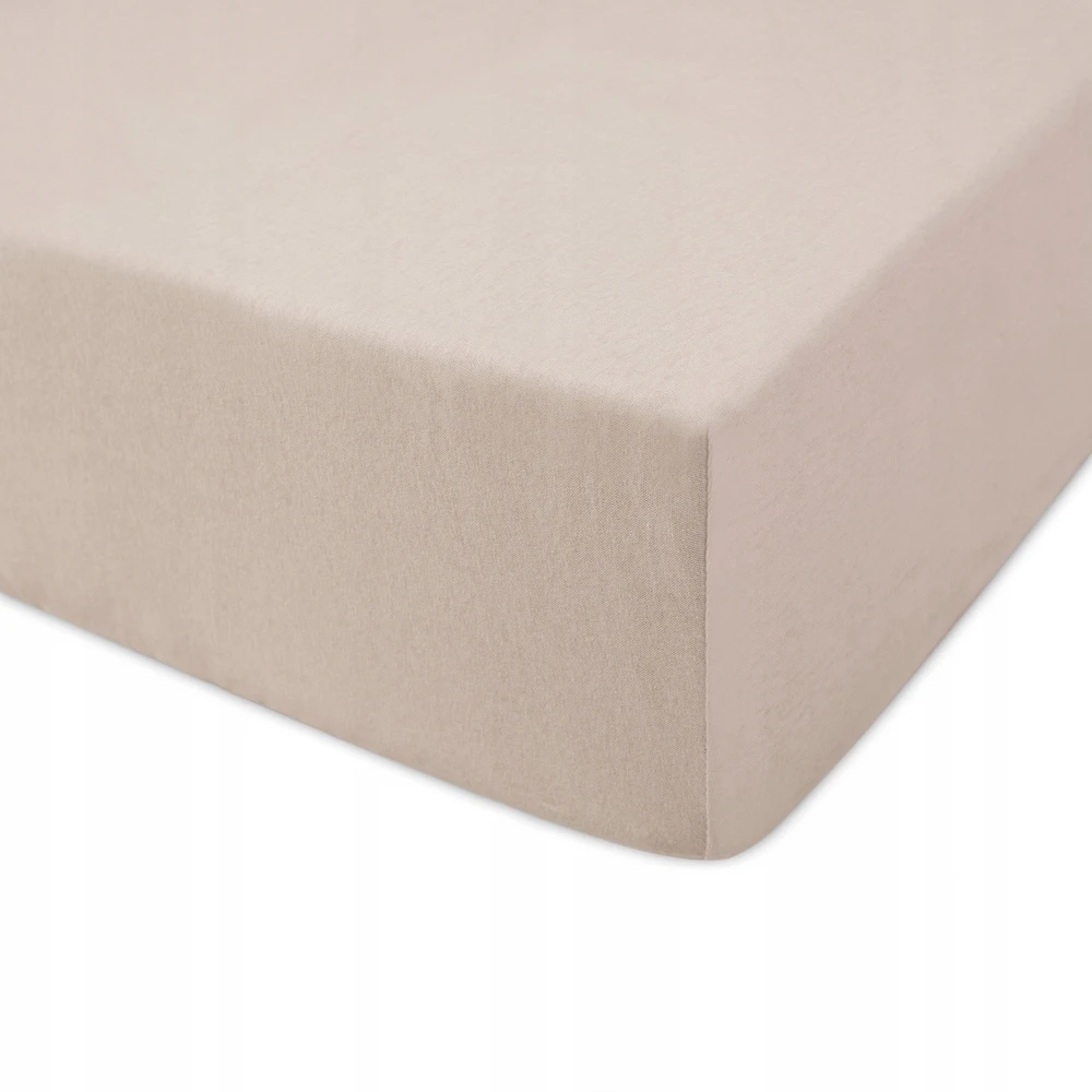 Bez Marki Prześcieradło jersey su gumką 160x200 smėlio sp. - beż na materac do 20 cm