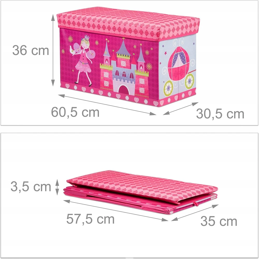 Bez Marki PUDEŁKO DO SIEDZENIA DLA DZIECI 50L RÓŻOWE KSIĘŻNICZKA 60,5X30,5X36CM