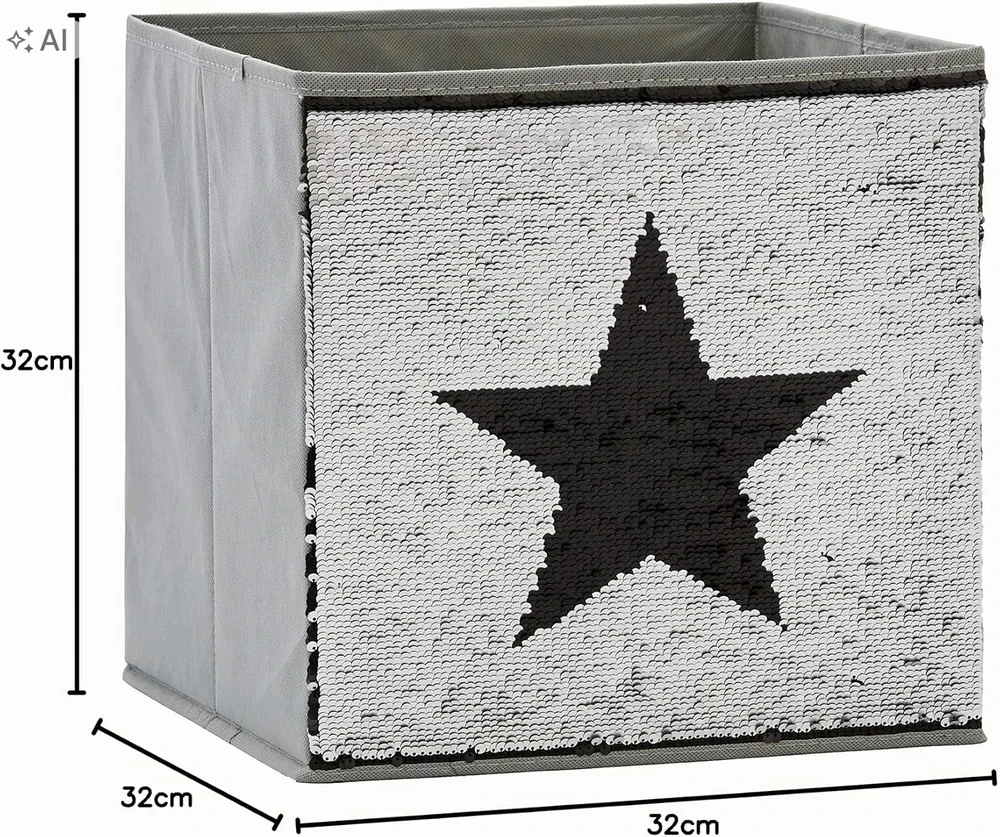 Bez Marki Pudełko na zabawki su cekinami gwiazda skrzynia 32x32x32 cm organizer