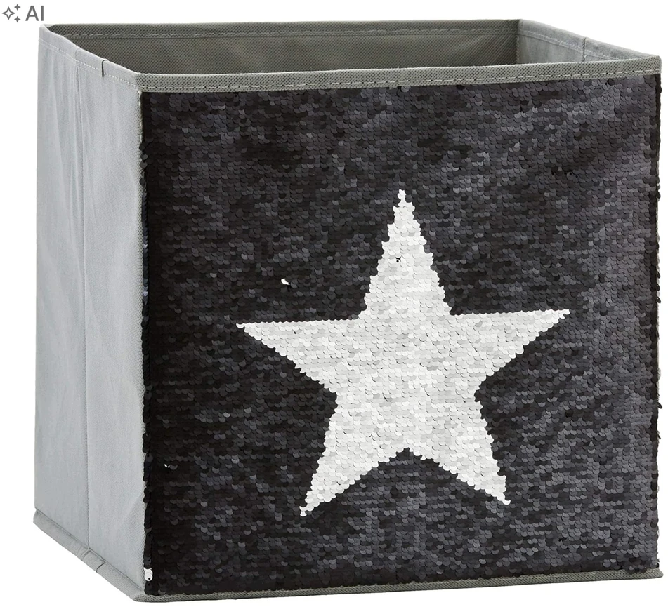 Bez Marki Pudełko na zabawki su cekinami gwiazda skrzynia 32x32x32 cm organizer