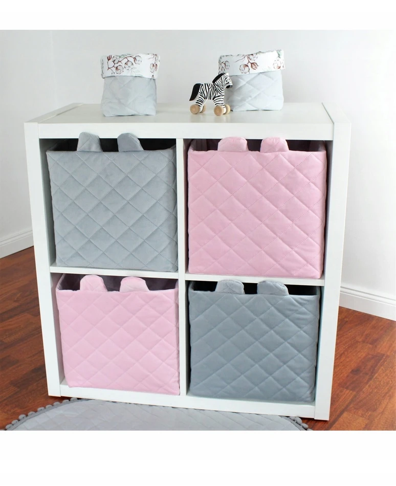 Bez Marki Pudełko Pojemnik Krepšys na zabawki pudrowo pilka