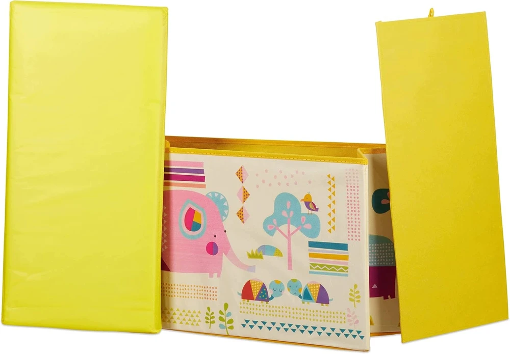 Bez Marki PUDŁO SKŁADANE DO ZABAWEK DLA DZIECI 60,5X36X30,5 CM WZÓR ZWIERZĘCY ŻÓŁTE
