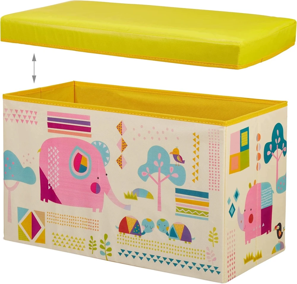 Bez Marki PUDŁO SKŁADANE DO ZABAWEK DLA DZIECI 60,5X36X30,5 CM WZÓR ZWIERZĘCY ŻÓŁTE