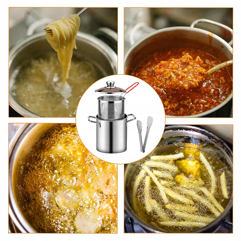 Bez Marki Puodas FRIES, grynuoliams, makaronams + sietelis, garintuvas, rinkinys 3L