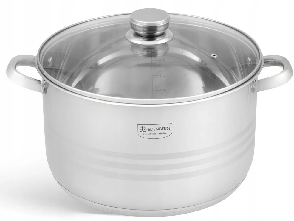 Bez Marki Puodas Stalowy GRUBE 5x DNO Z POKRYWKĄ 12,4L 30cm INDUKCJA Gaz 3020
