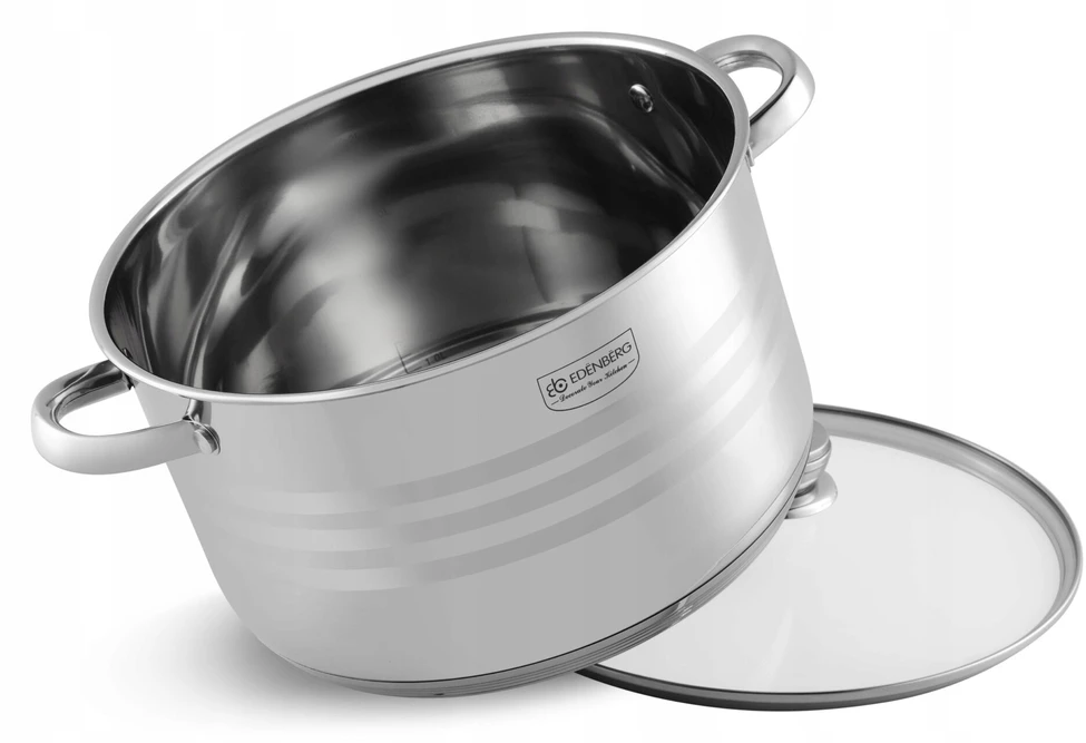 Bez Marki Puodas Stalowy GRUBE 5x DNO Z POKRYWKĄ 12,4L 30cm INDUKCJA Gaz 3020