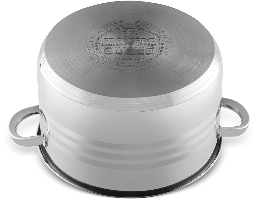 Bez Marki Puodas Stalowy GRUBE 5x DNO Z POKRYWKĄ 12,4L 30cm INDUKCJA Gaz 3020