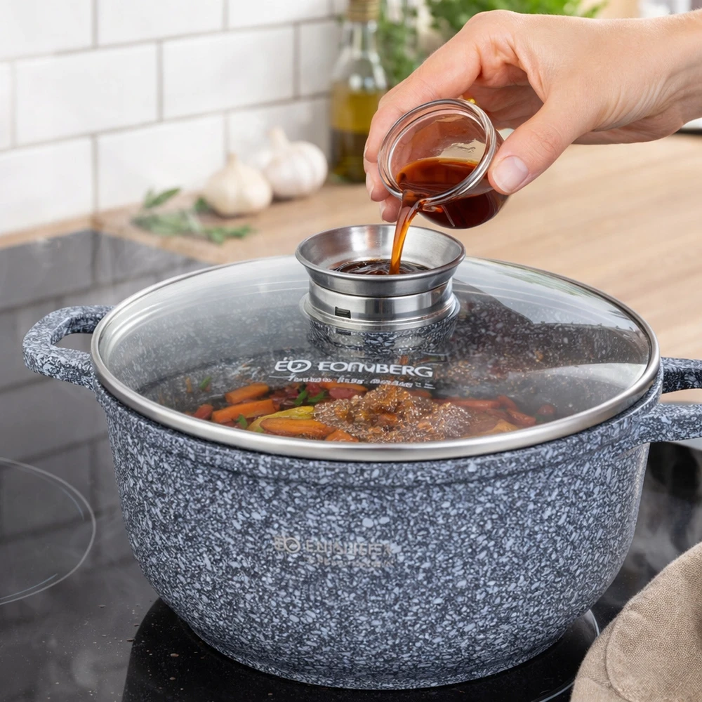 Bez Marki Puodas su keramikine-marmurine danga 24 cm 4,5 L