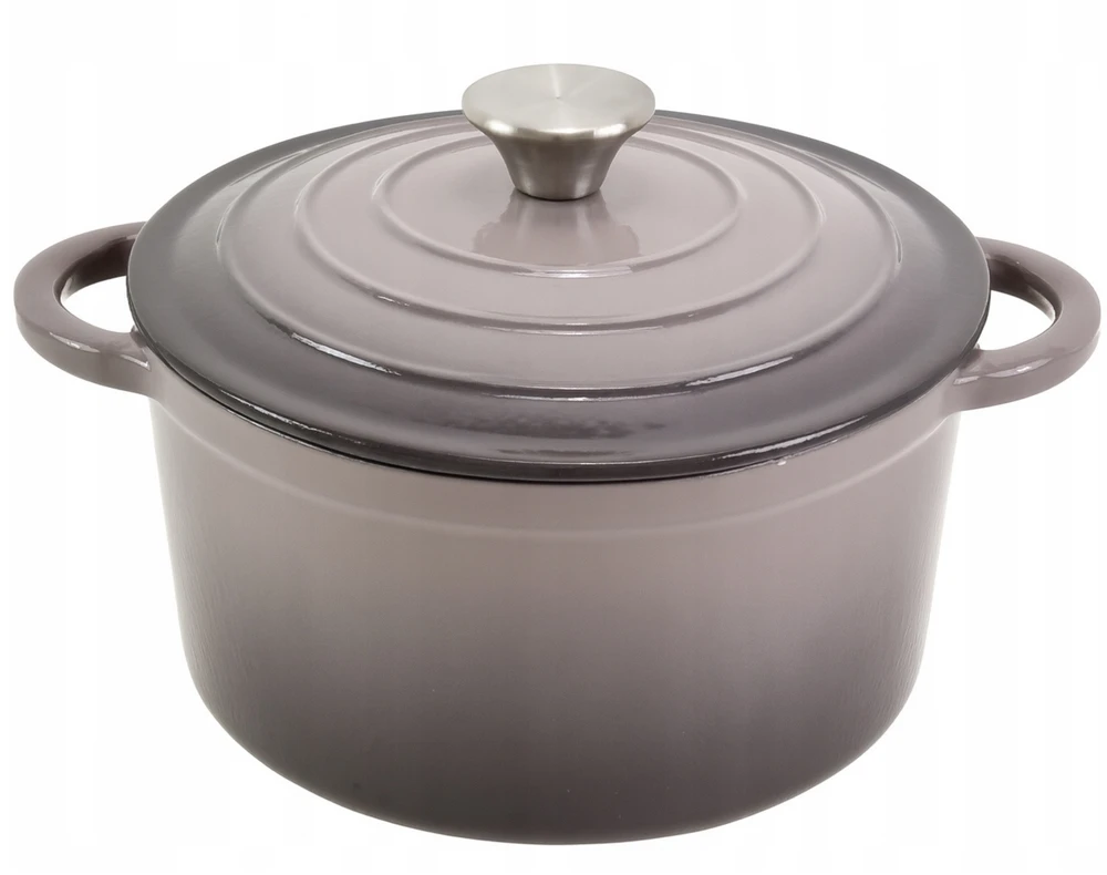 Krisberg Bez Marki Puodas ŻELIWNY 4,8L EMALIOWANY Z POKRYWĄ Raudonas INDUKCJA Orkaitė 26CM