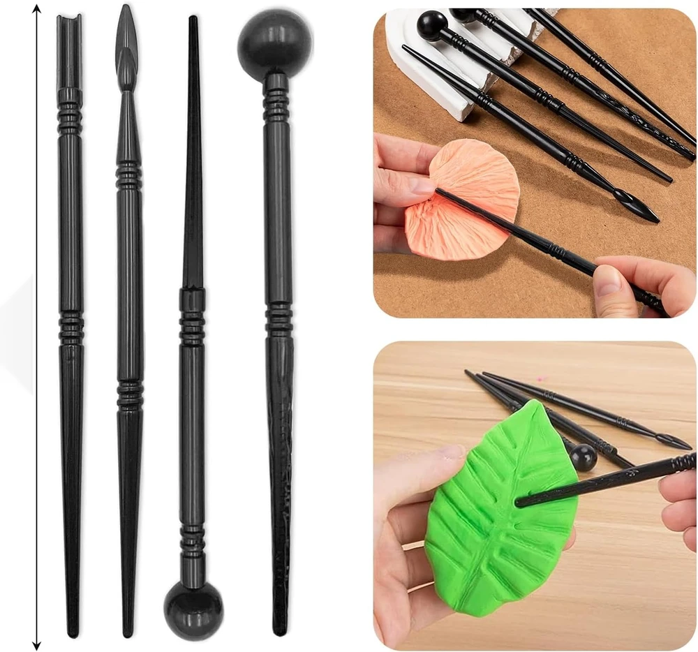 Bez Marki PUODINIŲ ĮRANKIŲ RINKINYS 40 Vnt. MOLIO MODELIAVIMUI IR SKULPTŪRAI