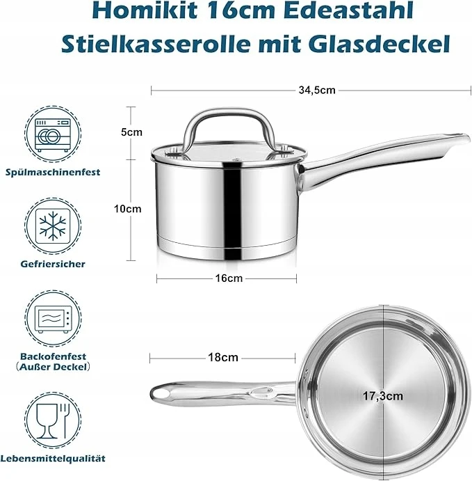 Bez Marki Puodo 16 cm 1,9 l nerūdijančio plieno indukcinis 3 sluoksnių apatinis dangtis