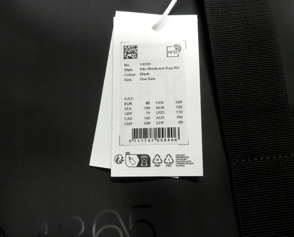 Kelioninis Bez Marki Rains Hilo Weekend Bag W3 kelioninė rankinė, juoda