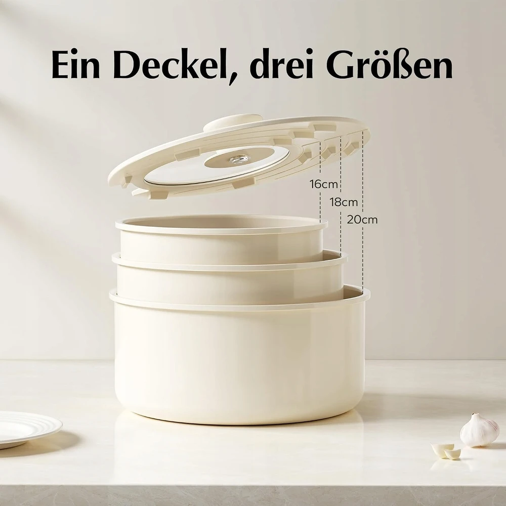 Bez Marki Redchef keraminiai puodai 16 18 20 cm nuimama rankena, indukcinė