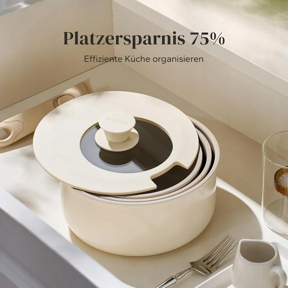 Bez Marki Redchef keraminiai puodai 16 18 20 cm nuimama rankena, indukcinė