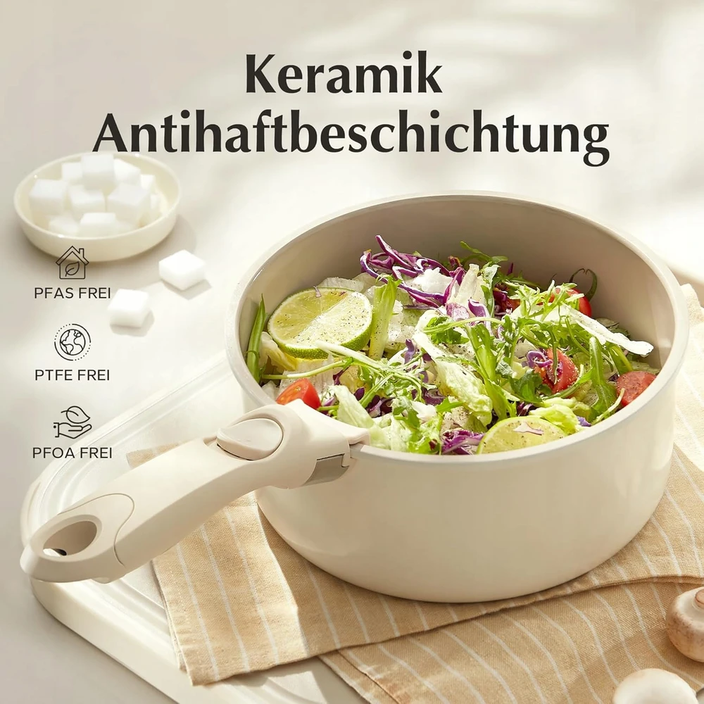Bez Marki Redchef keraminiai puodai 16 18 20 cm nuimama rankena, indukcinė