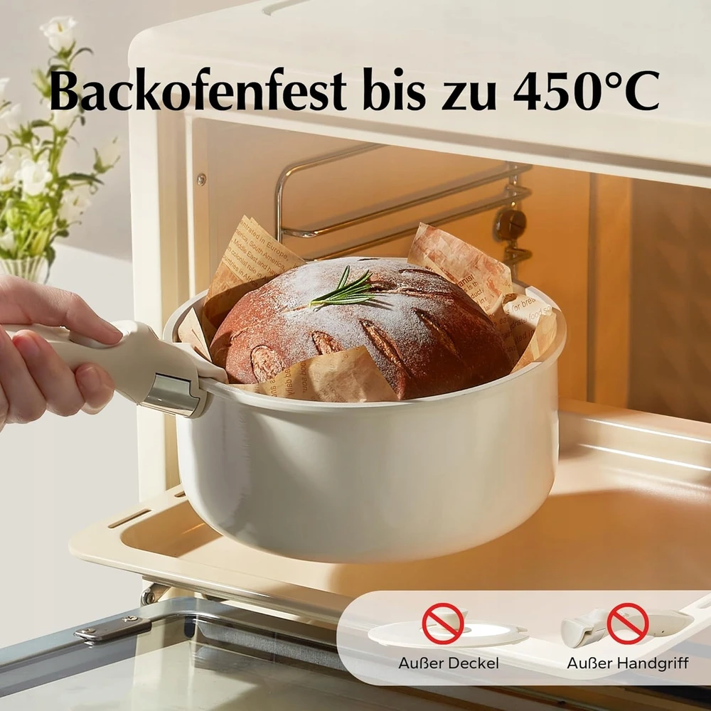 Bez Marki Redchef keraminiai puodai 16 18 20 cm nuimama rankena, indukcinė