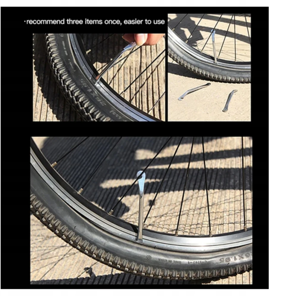 Bez Marki Rekomenduojamas rinkinys: 3 metalinės dviračio padangų montavimo svirtys