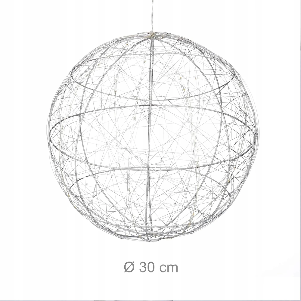 Bez Marki Relaxdays Dekoracyjna kula LED, zasilana bateriami Ø 30 cm 10044182