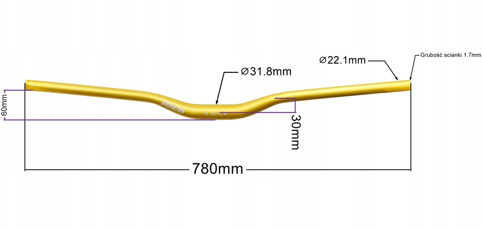 Bez Marki RideXC lenkta dviračio vairas 31.8x780mm Auksinis