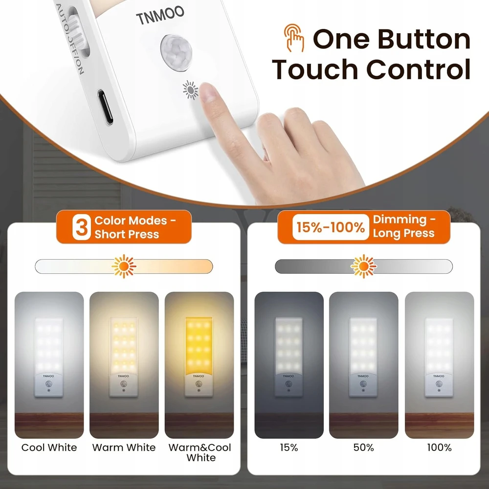 Bez Marki Rinkinys 2 x Naktinė lempa su CZUJNIKIEM RUCHU SENSOR LIGHT TNMOO SNL-001